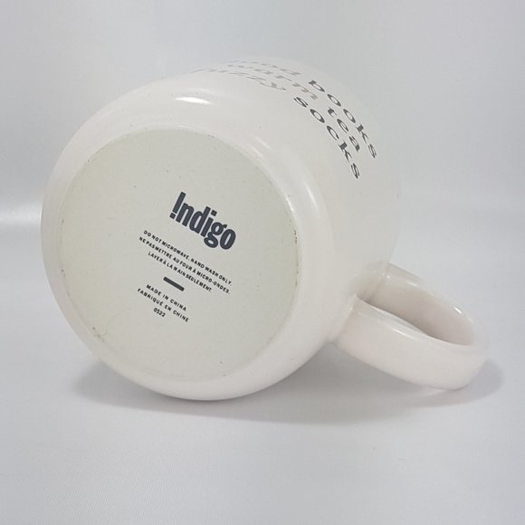 Vintage INDIGO Statement Mug Teacup Good Books Warm Tea Fuzzy Socks Quote White - Picture 7 of 9